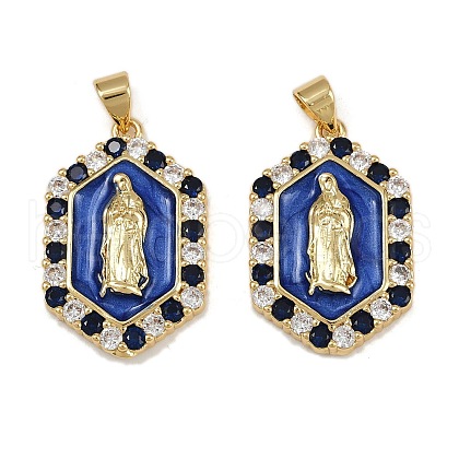 Brass Micro Pave Cubic Zirconia Pendants KK-A257-07G-1