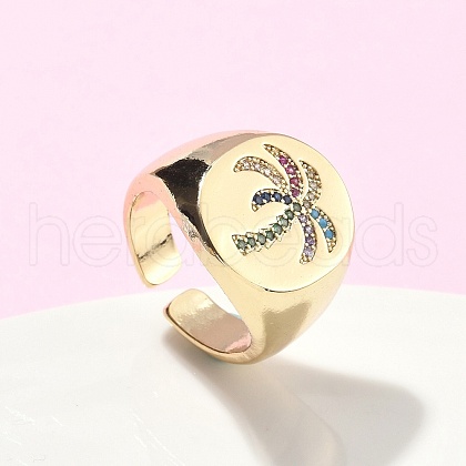 Brass Micro Pave Cubic Zirconia Adjustable Cuff Rings RJEW-C131-05G-1