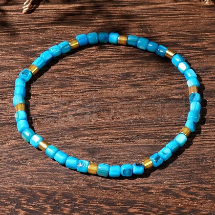 Bohemian Style Natural Shell Column Beads Stretch Bracelets for Women WU0042-3-1