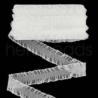FINGERINSPIRE 10M Polycotton Pleated Elastic Lace Ribbon OCOR-FG0002-62A-02-1