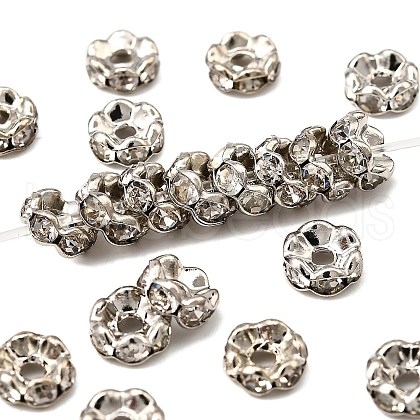 Brass Rhinestone Spacer Beads RB-A014-L6mm-01P-1