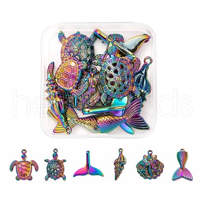 12Pcs 6 Style Ocean Themed Alloy Pendants FIND-LS0001-01-1