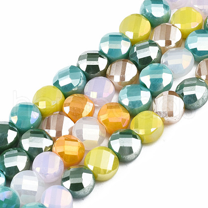 Electroplate Opaque Glass Beads Strands X-EGLA-S174-30-1