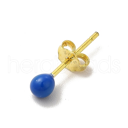 Enamel Round Ball Stud Earrings EJEW-C020-01G-01-1