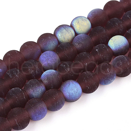 Frosted Transparent Glass Beads Strands GLAA-T032-T6mm-MBB19-1
