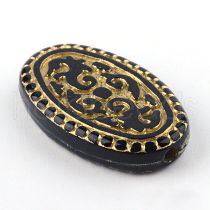Oval Plating Acrylic Beads PACR-Q102-63B-1