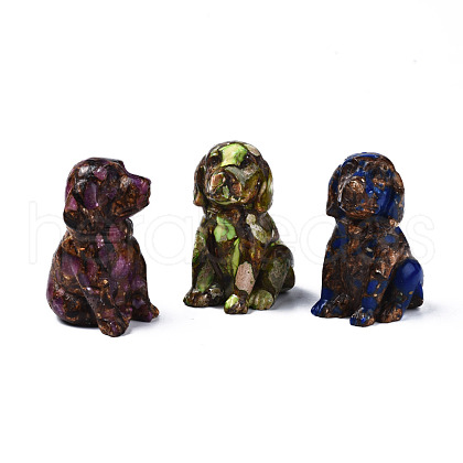 Dog Assembled Natural Bronzite & Synthetic Imperial Jasper Model Ornament G-N330-61-1