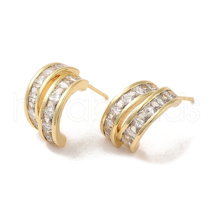 Brass Micro Pave Cubic Zirconia Earrings for Women EJEW-E301-10G-1