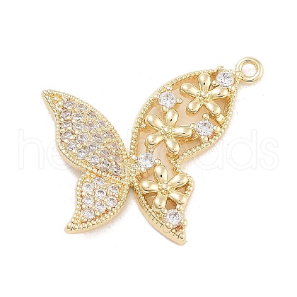 Brass Pave Clear Cubic Zirconia Pendants KK-Z061-08G-02-1