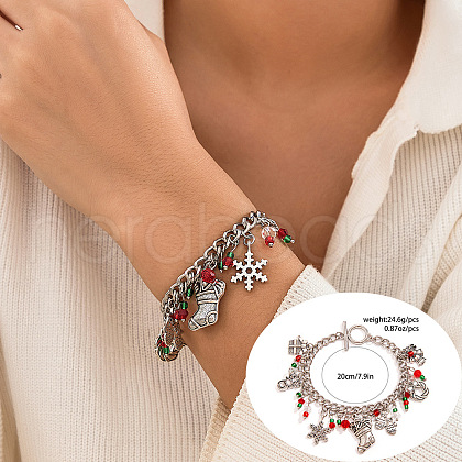 Christmas Theme Alloy Charm Bracelets WG289FB-04-1