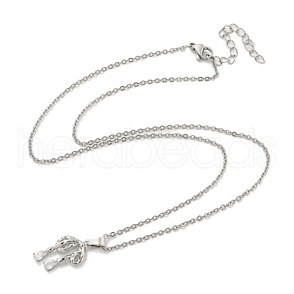 Brass Micro Pave Clear Cubic Zirconia Pendant Necklace NJEW-B100-04P-1