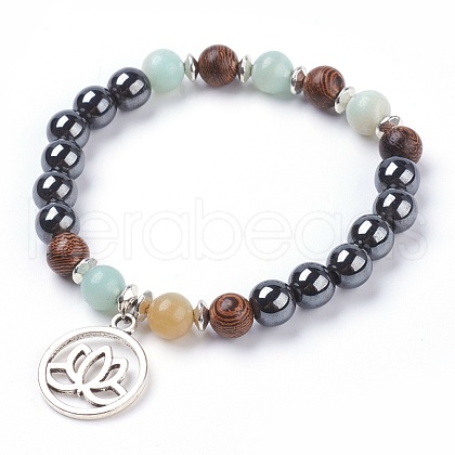 Tibetan Style Filigree Alloy Charm Bracelets BJEW-JB03737-04-1