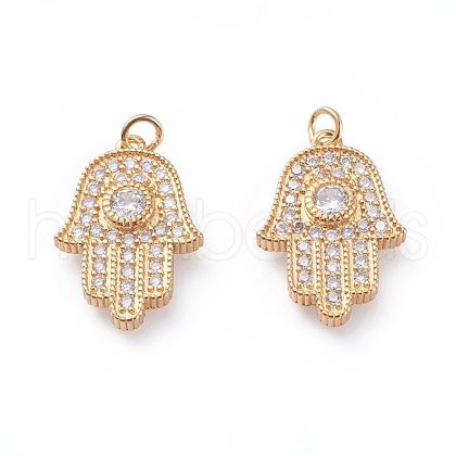 Brass Micro Pave Cubic Zirconia Pendants ZIRC-G156-01G-1