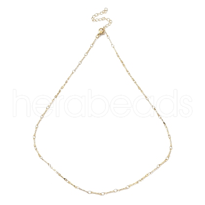 Ion Plating(IP) 304 Stainless Steel Textured Bar Link Chain Necklace NJEW-K249-10G-1