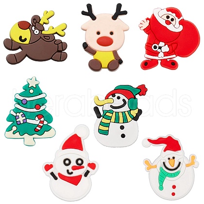 SUNNYCLUE 84Pcs 7 Styles Christmas Theme PVC Cabochons FIND-SC0011-36-1