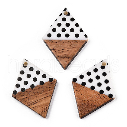 Printed Opaque Resin & Walnut Wood Pendants RESI-TAC0017-60-1