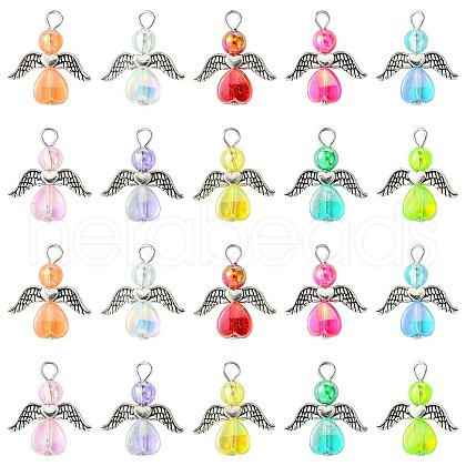100Pcs Acrylic Alloy Pendants PALLOY-CJ00045-1