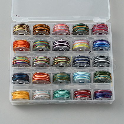 25 Rolls 25 Colors Round Segment Dyed Waxed Polyester Thread String YC-YW0001-02A-1