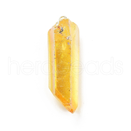 Electroplated Natural Quartz Pendants G-P315-B01-09G-1