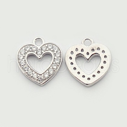 Brass Micro Pave Cubic Zirconia Heart Pendants ZIRC-N009-75P-1