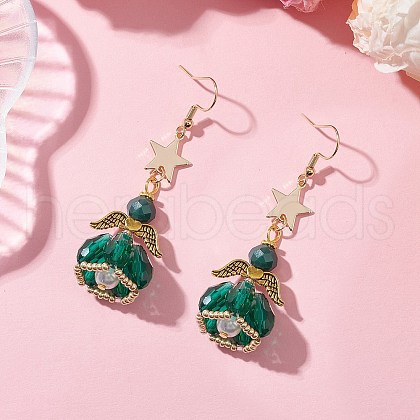 Angel Star Handmade Glass Seed Beads & Glass Dangle Earrings for Women EJEW-MZ00393-08-1
