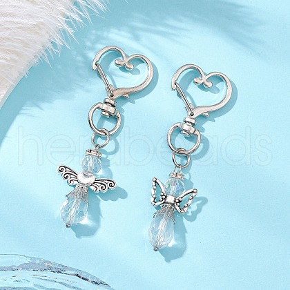 Angel Glass Pendant Decorations HJEW-JM02767-1