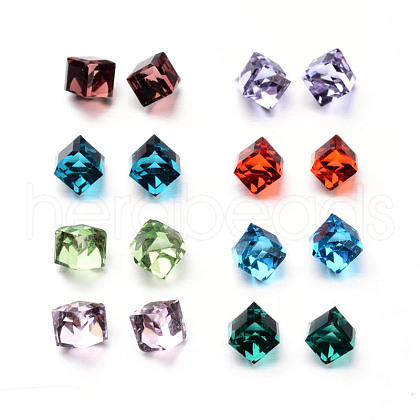 Faceted Cube Glass Cabochons X-GGLA-L007C-M-1