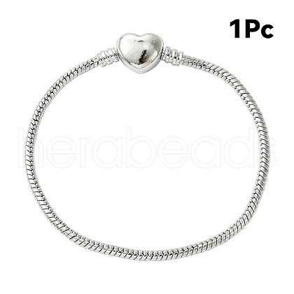1Pc 3MM Brass European Style Round Snake Chain Bracelets for Jewelry Making BJEW-YW0001-14P-1