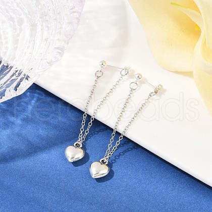 Heart Alloy Dangle Stud Earrings EJEW-JE06366-02-1