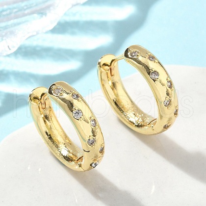 Brass Micro Pave Clear Cubic Zirconia Hoop Earrings EJEW-A132-17G-1