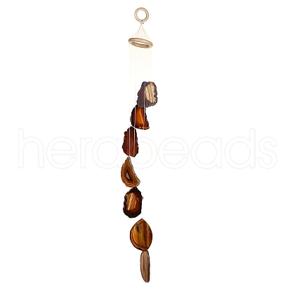 Chakra Natural Dyed Agate Piece Hanging Ornament HJEW-R126-01E-1