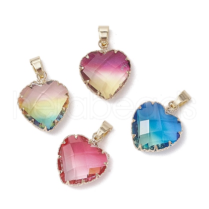 Gradient Color K9 Glass Imitation Tourmaline Pendants PALLOY-JF03453-1