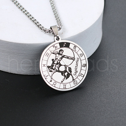 201 Stainless Steel Pendant Necklaces with Alloy Box Chain WGA45A6-09-1