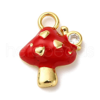 Brass Micro Pave Clear Cubic Zirconia Enamel Pendants KK-I276-26G-03-1