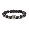 Natural Lava Rock Round Beads Stretch Bracelet BJEW-JB07477-1