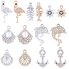 SUNNYCLUE 56Pcs 14 Style Alloy Crystal Rhinestone Pendants ALRI-SC0001-37-1