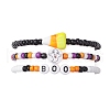 3Pcs 3 Styles Halloween Handmade Lampwork & Glass Seed Beaded Stretch Bracelet Sets BJEW-JB10460-1