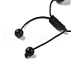 12.5mm Round Natural Bkack Stone Braided Bead Bracelets for Women Men BJEW-C060-01E-3