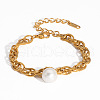 Stainless Steel Initation Pearl Round Bead Charm Bracelets BT3427-5