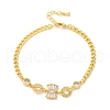 Brass Micro Pave Clear Cubic Zirconia Link Bracelets BJEW-U020-08G-4