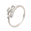 Heart 925 Sterling Silver Cubic Zirconia Cuff Rings for Women RJEW-S631-03P-4
