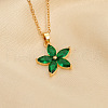 Plum Blossom Flower Brass Cubic Zirconia Pendant Necklaces for Women FS-WG57E4E-05-1