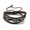 PU Leather & Waxed Cords Triple Layer Multi-strand Bracelets BJEW-F468-10-2
