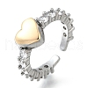 Brass Micro Pave Cubic Zirconia Cuff Rings RJEW-D313-02PG-4