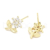 Brass Micro Pave Clear Cubic Zirconia Stud Earrings for Women EJEW-S217-E02-2