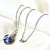 304 Stainless Steel & Blue Glass Heart Urn Ashes Necklaces NJEW-K393-04P-3