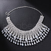Alloy Full Crystal Rhinestone Multi-layered Teardrop Tassel Bib Necklaces for Women FS-WG9A2DA-02-2