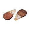 Transparent Resin & Walnut Wood Pendants RESI-N025-030-A01-3