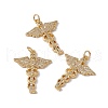 Brass Micro Pave Clear Cubic Zirconia Pendants KK-G439-35G-3