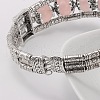 Tibetan Style Antique Silver Alloy Natural Rose Quartz Gemstone Bracelets X-BJEW-JB01649-03-3